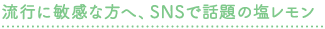 流行に敏感な方へ、SNSで話題の塩レモン